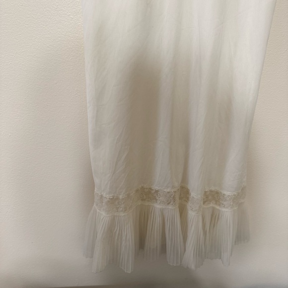 Vintage White Lace Pleated Trim Slip Dress - Picture 3 of 8